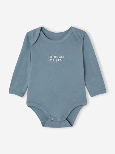 Lot 5 bodies manches longues bébé emmanchure US en coton bio beige chiné - vertbaudet enfant 