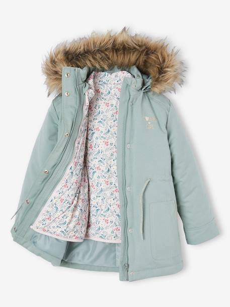 3-in-1 parka met capuchon meisje DARK GREEN+groengrijs+kaki+PURPLE DARK - vertbaudet enfant 