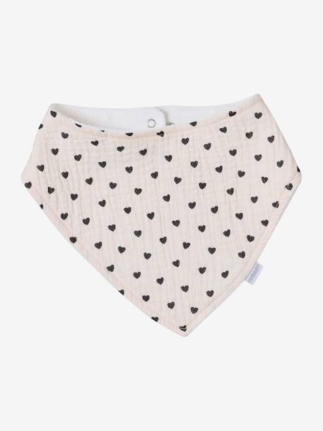 Lot 3 bavoirs bandanas en gaze de coton / éponge noisette+rose grenier - vertbaudet enfant 