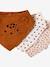 Lot 3 bavoirs bandanas en gaze de coton / éponge noisette+rose grenier - vertbaudet enfant 
