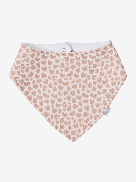 Lot 3 bavoirs bandanas en gaze de coton / éponge noisette+rose grenier - vertbaudet enfant 