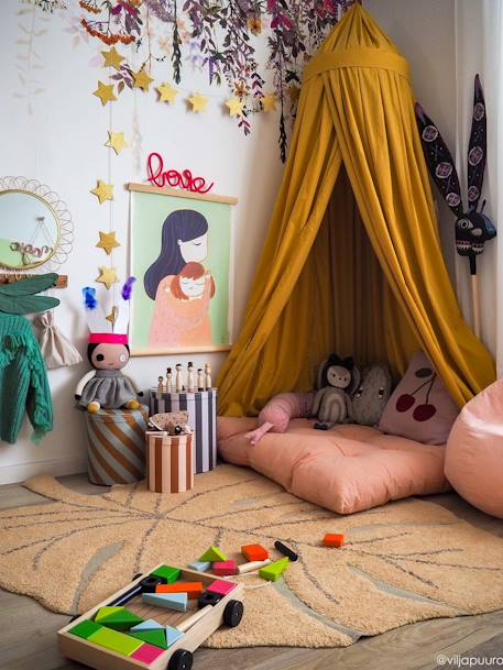 Tapis XL Natural Monstera ocre - vertbaudet enfant 