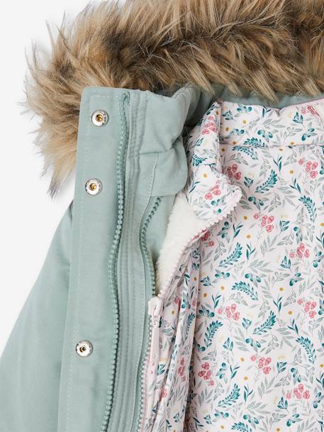 Parka fille 3 en 1 hiver à capuche DARK GREEN+kaki+PURPLE DARK+vert de gris - vertbaudet enfant 