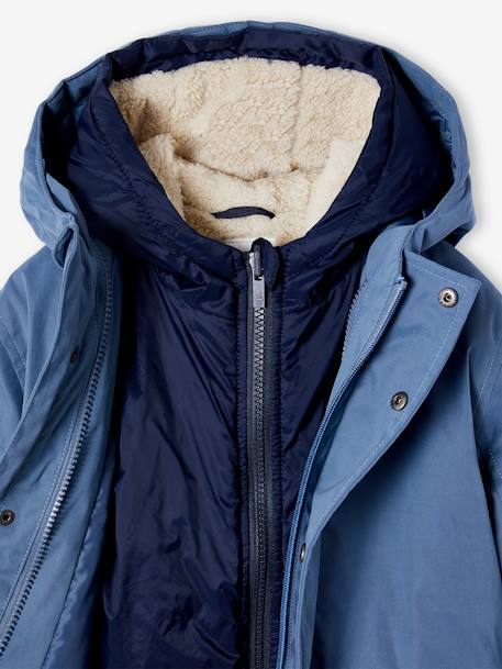 Parka garçon 3 en 1 blouson amovible bleu grisé+kaki+lichen+Marine grisé+noix de pécan - vertbaudet enfant 