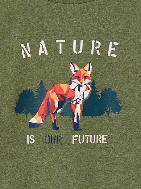 Tee-shirt motif renard garçon manches longues vert chiné - vertbaudet enfant 