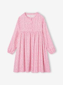Meisje-Jurk- Jurk met all-over motief met knoopsluiting aan de voorkant