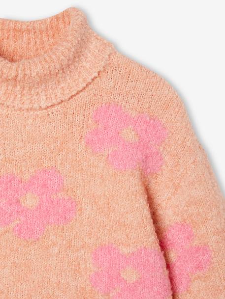 Gebreide maxi coltrui voor meisjes groengrijs+rozen - vertbaudet enfant 
