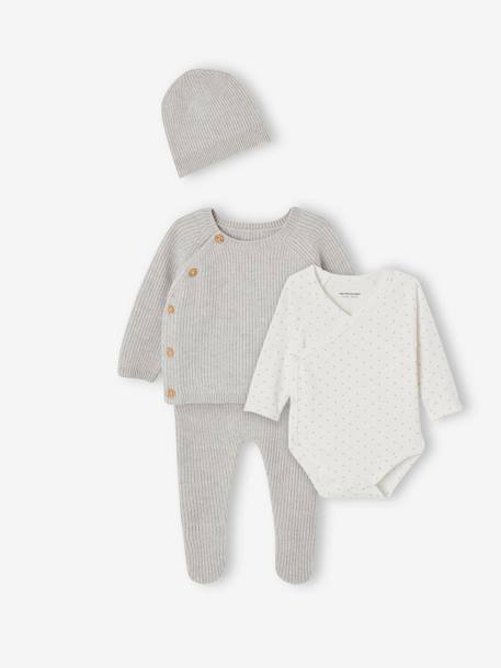 Ensemble naissance 4 pièces gris chiné - vertbaudet enfant 