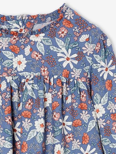 Blouse met bloemen meisje ecru+indigoblauw - vertbaudet enfant 