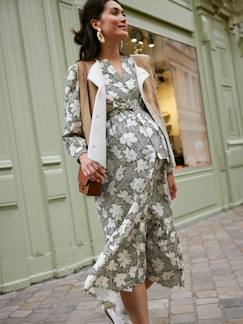 Vêtements de grossesse-Allaitement-Robe longue imprimée grossesse en coton bio
