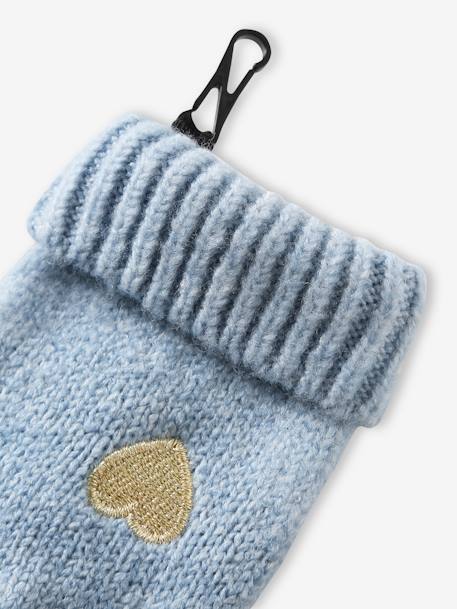 Ensemble bonnet + snood + moufles 'coeur' bébé fille bleu glacier - vertbaudet enfant 