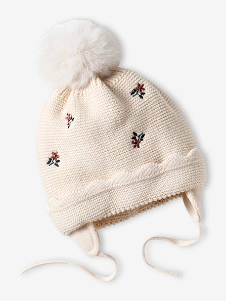 Ensemble bonnet + snood + moufles bébé fille beige poudré - vertbaudet enfant 