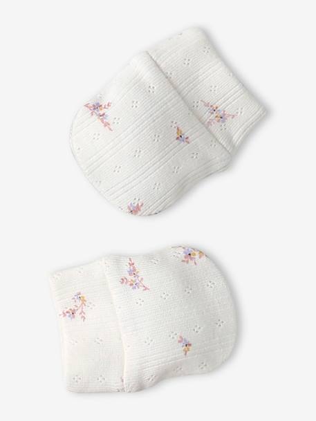Ensemble naissance fille bonnet + moufles + chaussons + pochon personnalisable rose - vertbaudet enfant 