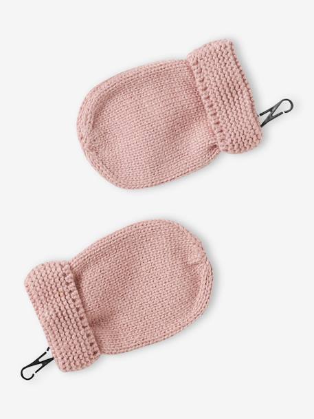 Ensemble bébé fille bonnet + snood + moufles rose poudré - vertbaudet enfant 