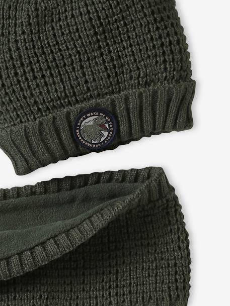 Set muts met dino badge en snood jongens kaki - vertbaudet enfant 