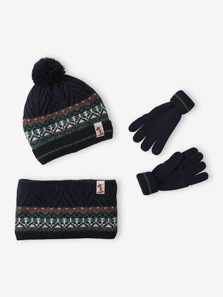 Kerstcadeauset voor jongens muts + sjaal + handschoenen dennen - vertbaudet enfant 