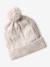 Set van muts + snood + wanten in kabelbreiwerk ecru+gemêleerd grijs+ROZE - vertbaudet enfant 