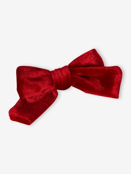 Ensemble serre-tête et barrette fille en velours anthracite+rouge - vertbaudet enfant 