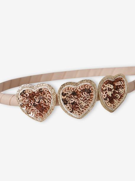 Haarband met hartjes van pailletten voor meisjes goud+zilver - vertbaudet enfant 