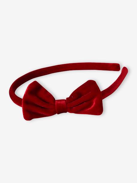 Ensemble serre-tête et barrette fille en velours anthracite+rouge - vertbaudet enfant 