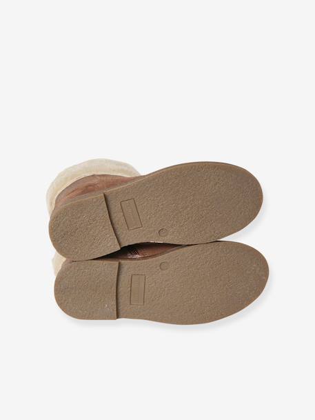 Boots enfant fille cuir fourrées et zippées camel - vertbaudet enfant 