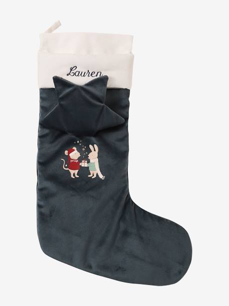 Chaussette de Noël velours souris et lapin vert - vertbaudet enfant 