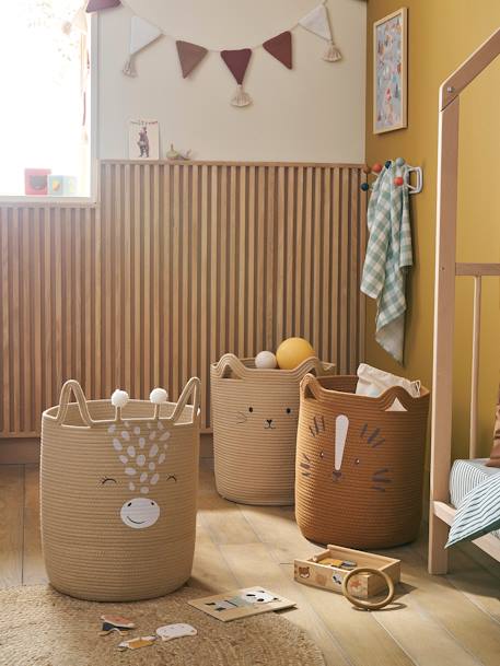 Panier de rangement XL en corde de coton Girafe cannelle - vertbaudet enfant 