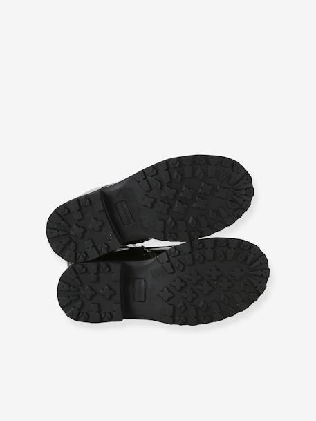 Laklaarzen met veters en rits voor meisjes brons+veel zwart+zwart+zwart, bedrukt - vertbaudet enfant 