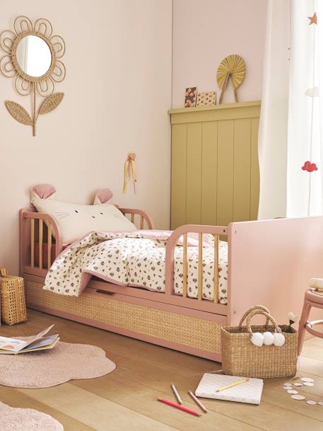 70x140cm omvormbaar babybed met rieten opberglade LIGNE POESIE nude - vertbaudet enfant 