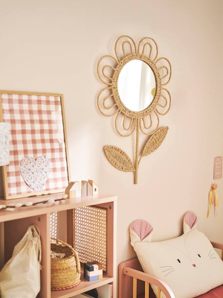 Miroir XL fleur mural beige - vertbaudet enfant 