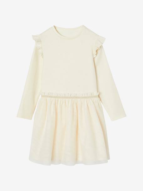 Robe Noël bi-matière jupon en tulle fille écru - vertbaudet enfant 