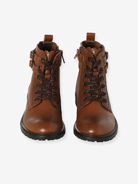 Boots gavroche cuir fille marron - vertbaudet enfant 