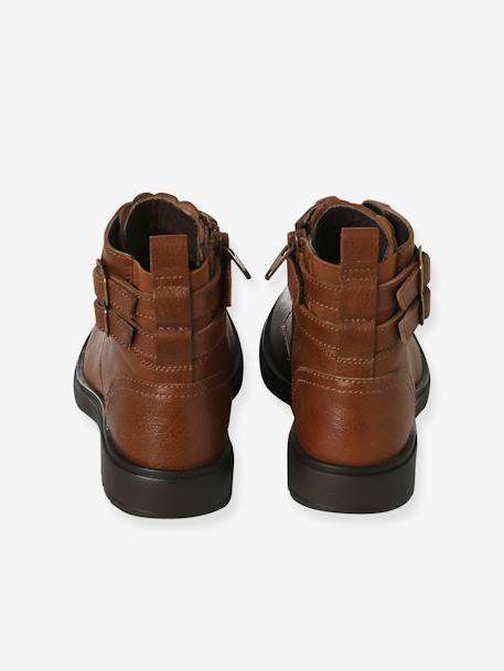 Boots Gavroche Cuir Fille marron - vertbaudet enfant 