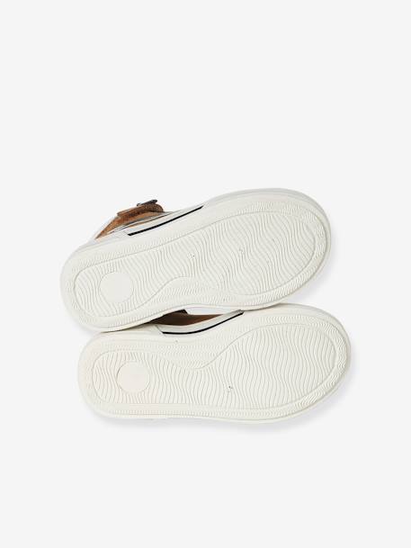 Chaussures enfant garçon cuir montantes zippées et lacées marine+marron - vertbaudet enfant 