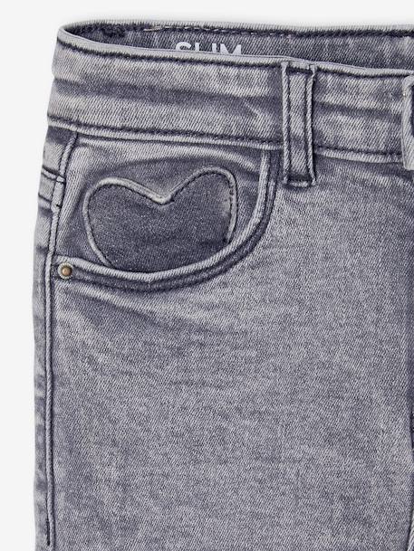 Jean fille slim morphologik tour de hanches medium bleu foncé+bleu moyen+denim gris+gris - vertbaudet enfant 