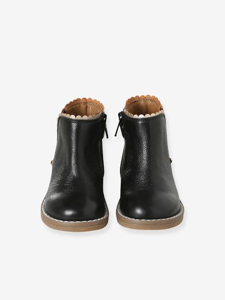 Boots bébé fille cuir zippées beige imprimé+bordeaux+CAMEL+marine+noir - vertbaudet enfant 