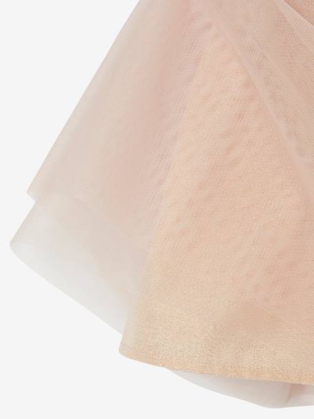 Robe Noël fille bi-matière rose poudré+rouge brique - vertbaudet enfant 