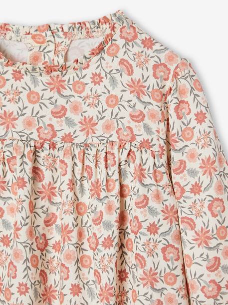 Blouse met bloemen meisje ecru+indigoblauw - vertbaudet enfant 