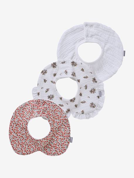 Lot de 3 bavoirs col fantaisie bleu ciel+écru - vertbaudet enfant 