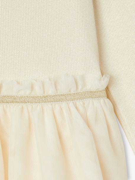 Robe Noël bi-matière jupon en tulle fille écru - vertbaudet enfant 