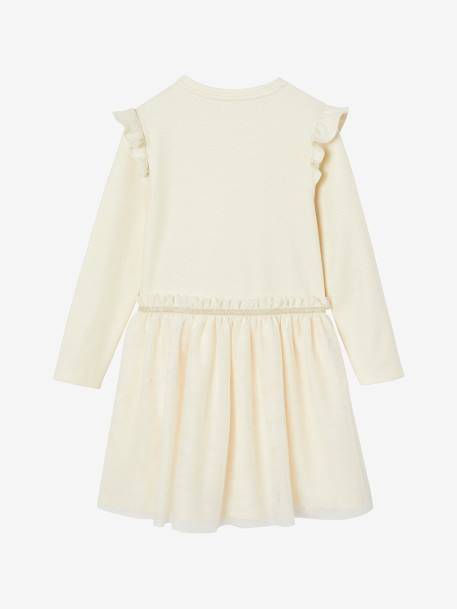 Robe Noël bi-matière jupon en tulle fille écru - vertbaudet enfant 