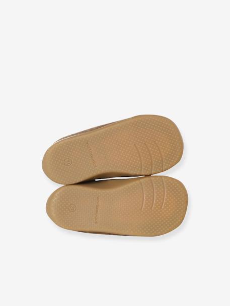 Boots souples en cuir zippées et élastiquées camel+marine - vertbaudet enfant 