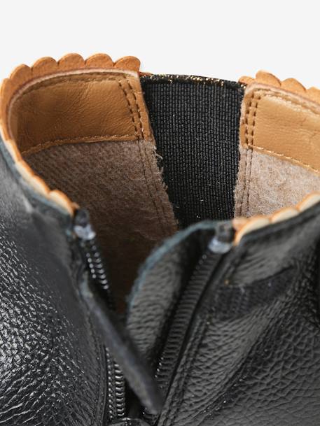 Boots bébé fille cuir zippées beige imprimé+bordeaux+CAMEL+marine+noir - vertbaudet enfant 