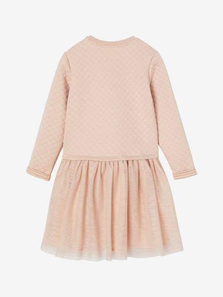 Robe Noël fille bi-matière rose poudré+rouge brique - vertbaudet enfant 