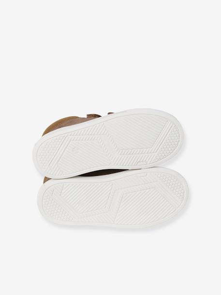 Baskets garçon cuir à scratchs marine+marron - vertbaudet enfant 