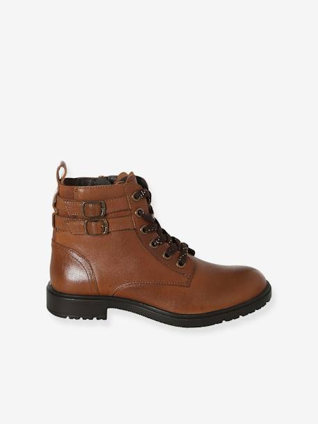 Boots gavroche cuir fille marron - vertbaudet enfant 