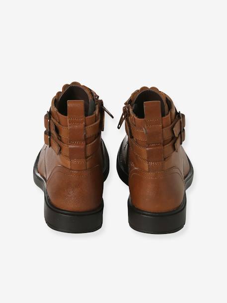 Boots gavroche cuir fille marron - vertbaudet enfant 