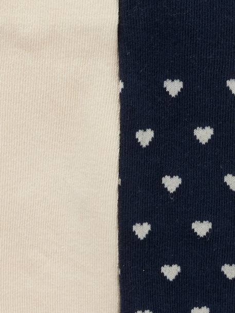 Lot de 2 paires de collants bébé fille motifs coeurs beige+marine - vertbaudet enfant 