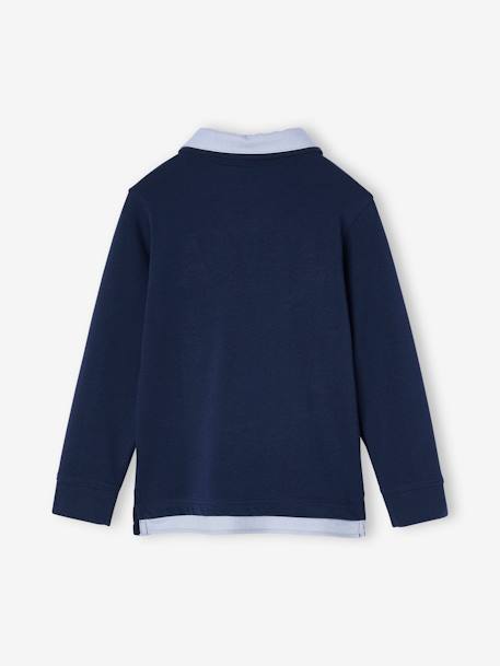Polo rayé garçon effet 2 en 1. bleu foncé+marine+rayé rouge+ROUGE FONCE UNI AVEC DECOR+vert anglais - vertbaudet enfant 