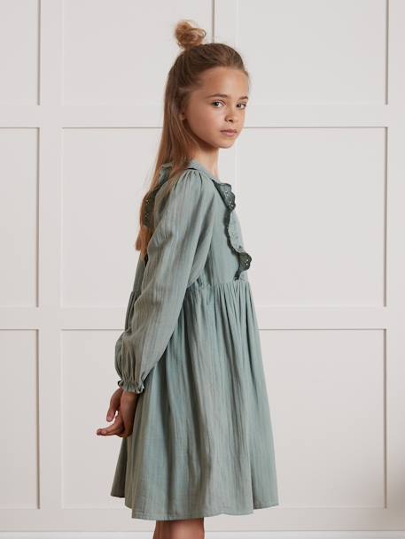 Robe fille en gaze de coton marine+vert - vertbaudet enfant 